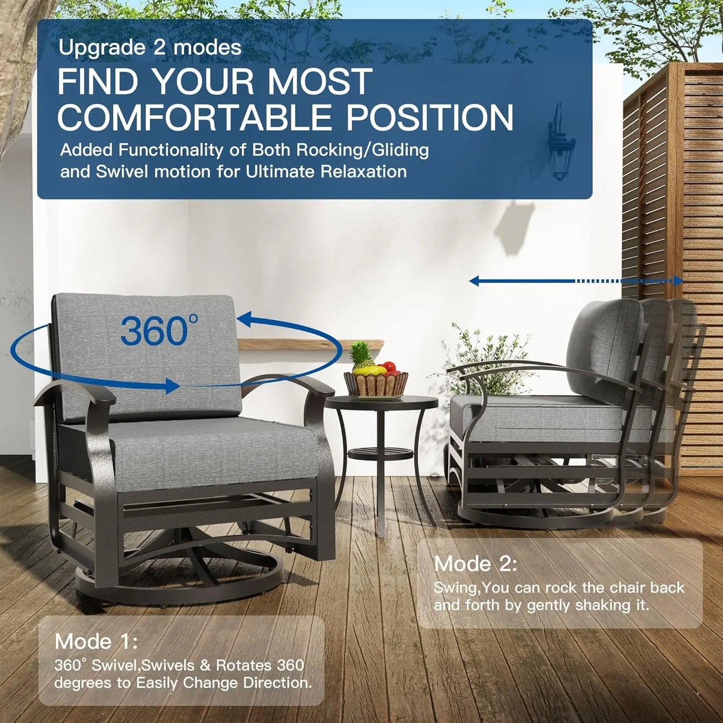 Aluminum Patio Furniture Set 5 Piece Modern Outdoor