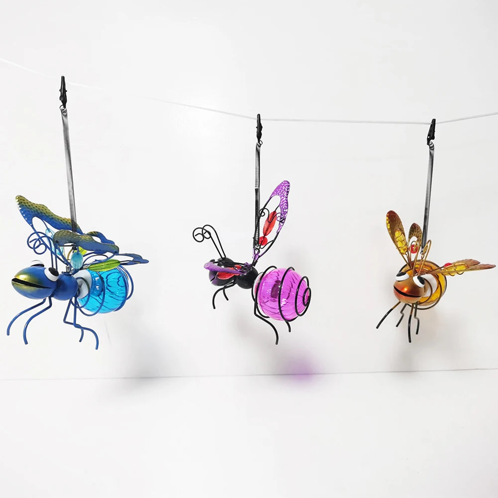 Solar Iron Insect Statue With LED Fairy Lights Outdoor Garden
