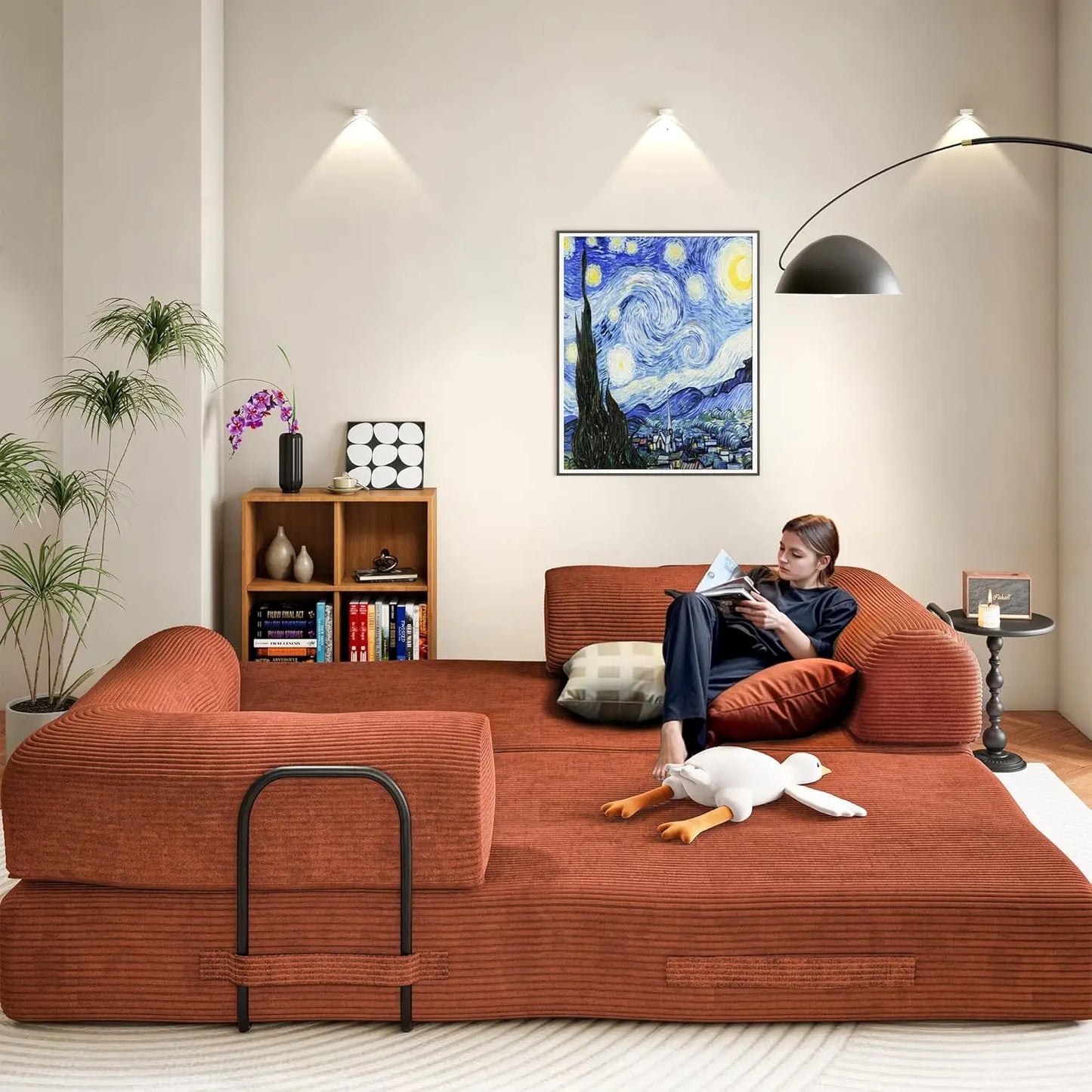 79" Boneless Corduroy Convertible Sofa Bed Foldable Memory Foam Compressed Modular Couch in a Box for Customized Comfort