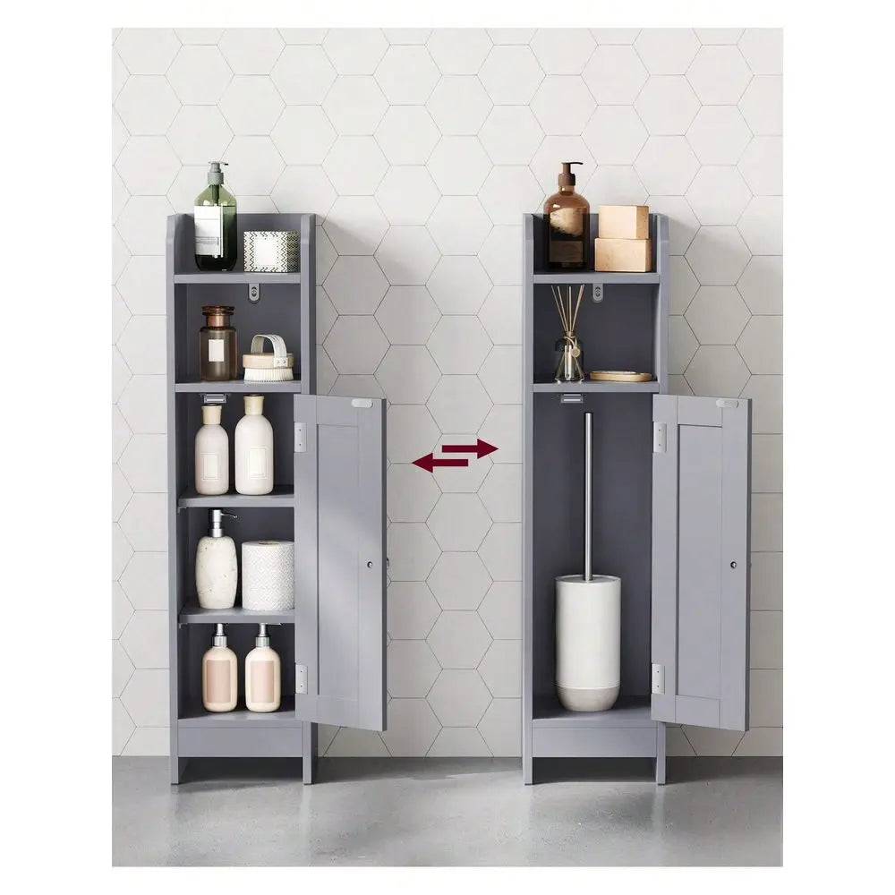 Bathroom Corner Floor Cabinet With Door And Shelves Storage Organizer