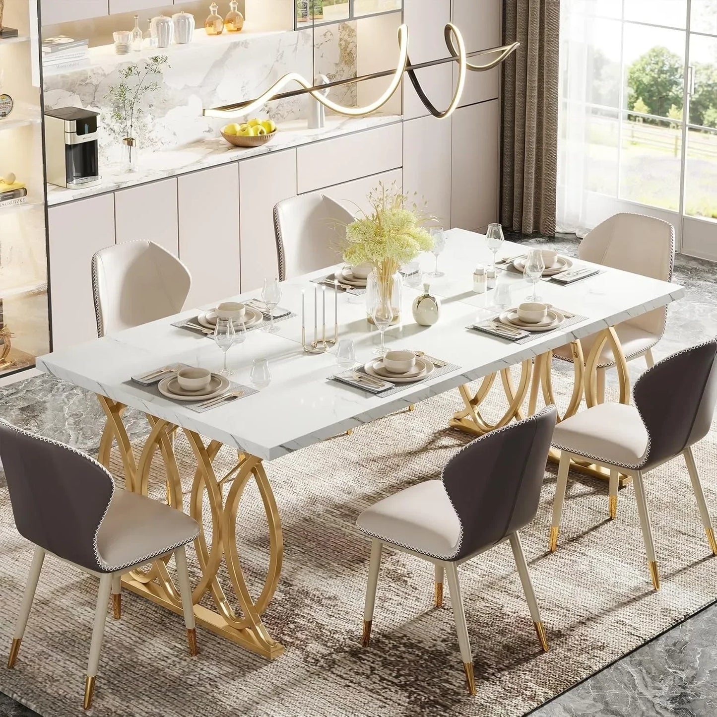 Little Tree Modern Dining Table Rectangular Kitchen Dining Room Furniture