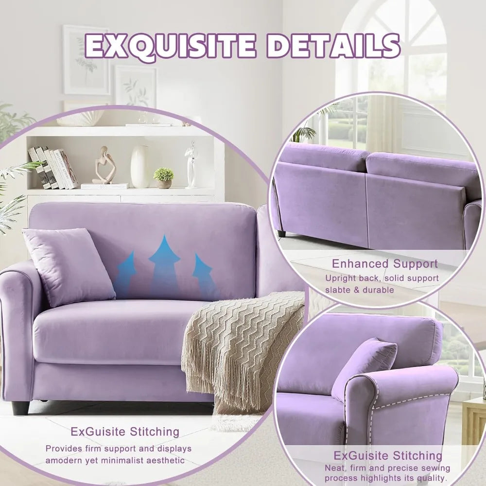 Xiaolang Modern Velvet L Shaped Loveseat Sofa for Living Room