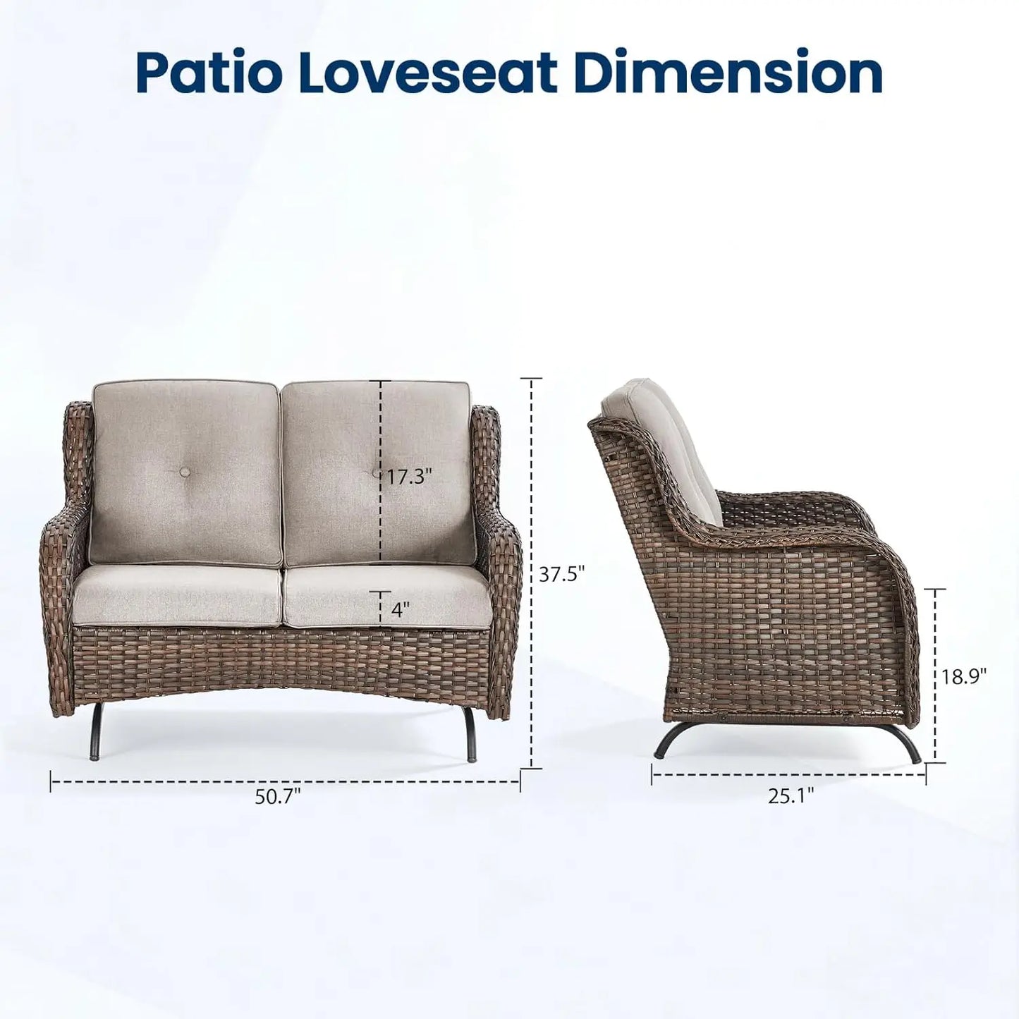 Patio Loveseat Sofa Outdoor Wicker With All Weather Cushions