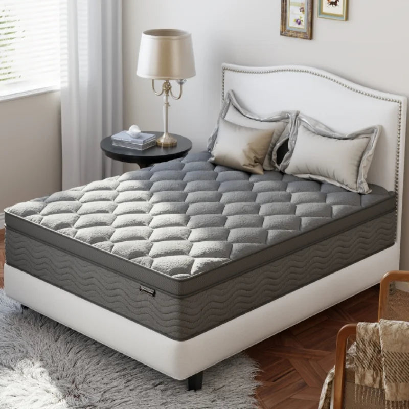 12 Inch - Black Gel Memory Foam & Individually Pocketed Innerspring Bed with Medium-Firm Feel Mattress Full Size Mattress