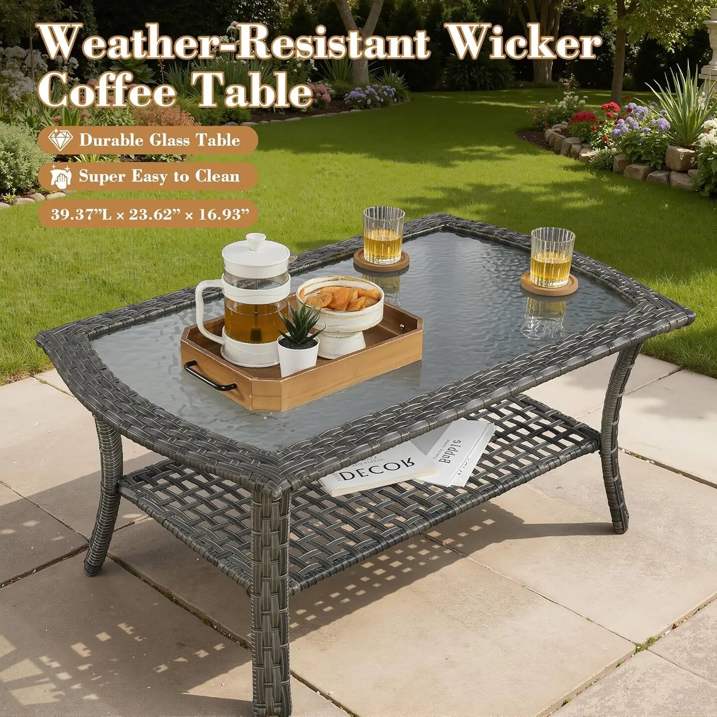 GUOHE All Weather Patio Furniture Set Outdoor Rattan