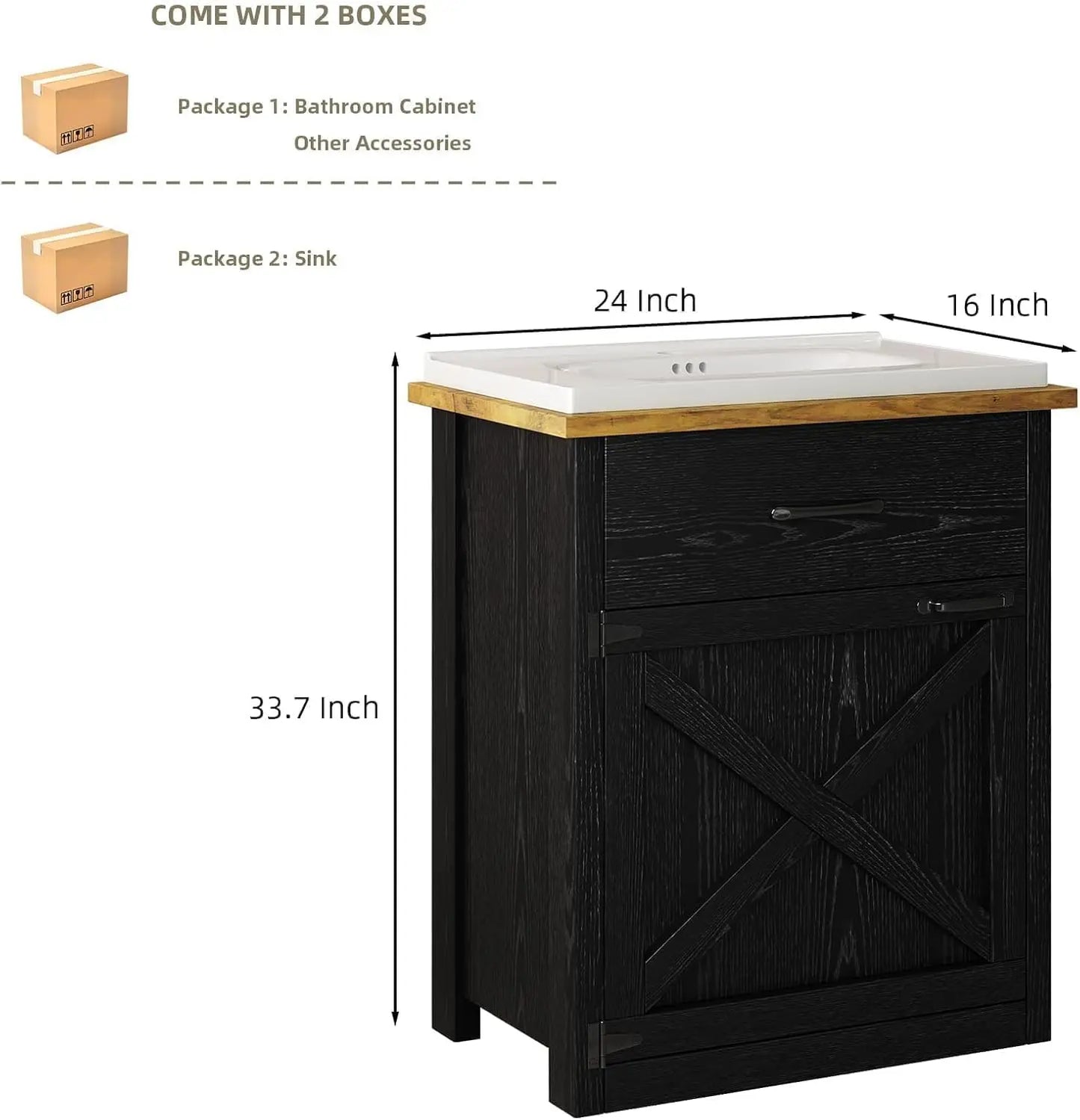 Bathroom Vanity With Sink Farmhouse Cabinet Drawer And Barn Door Towel Bar