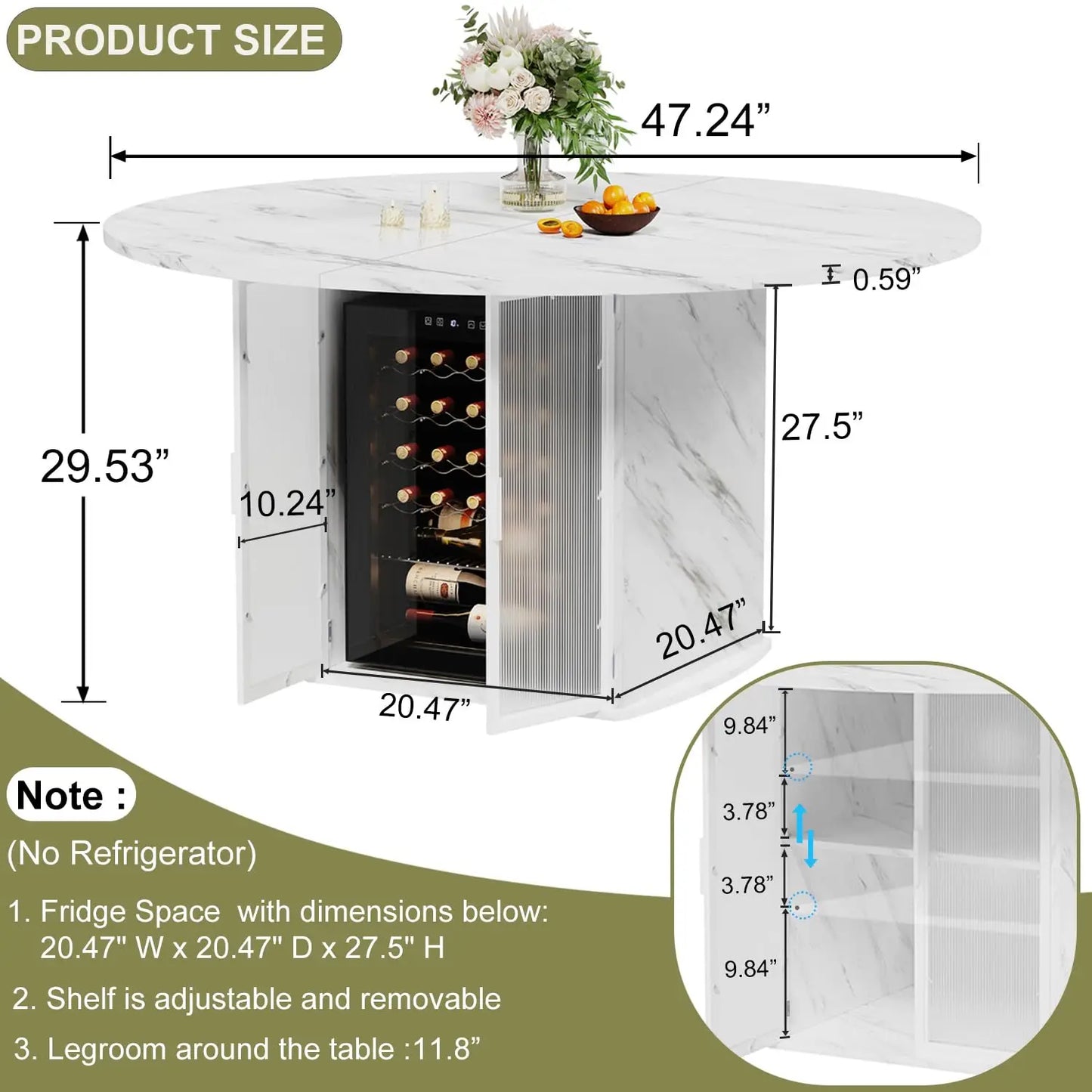 Modern Round Dining Table With Storage For Kitchen And Dining