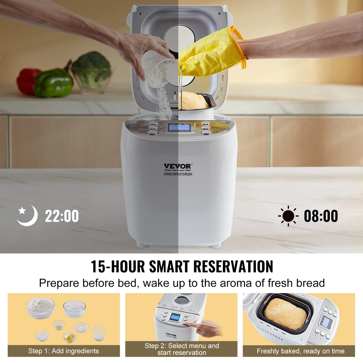 SucceBuy 15-in-1 Automatic Bread Maker With Gluten Free Setting