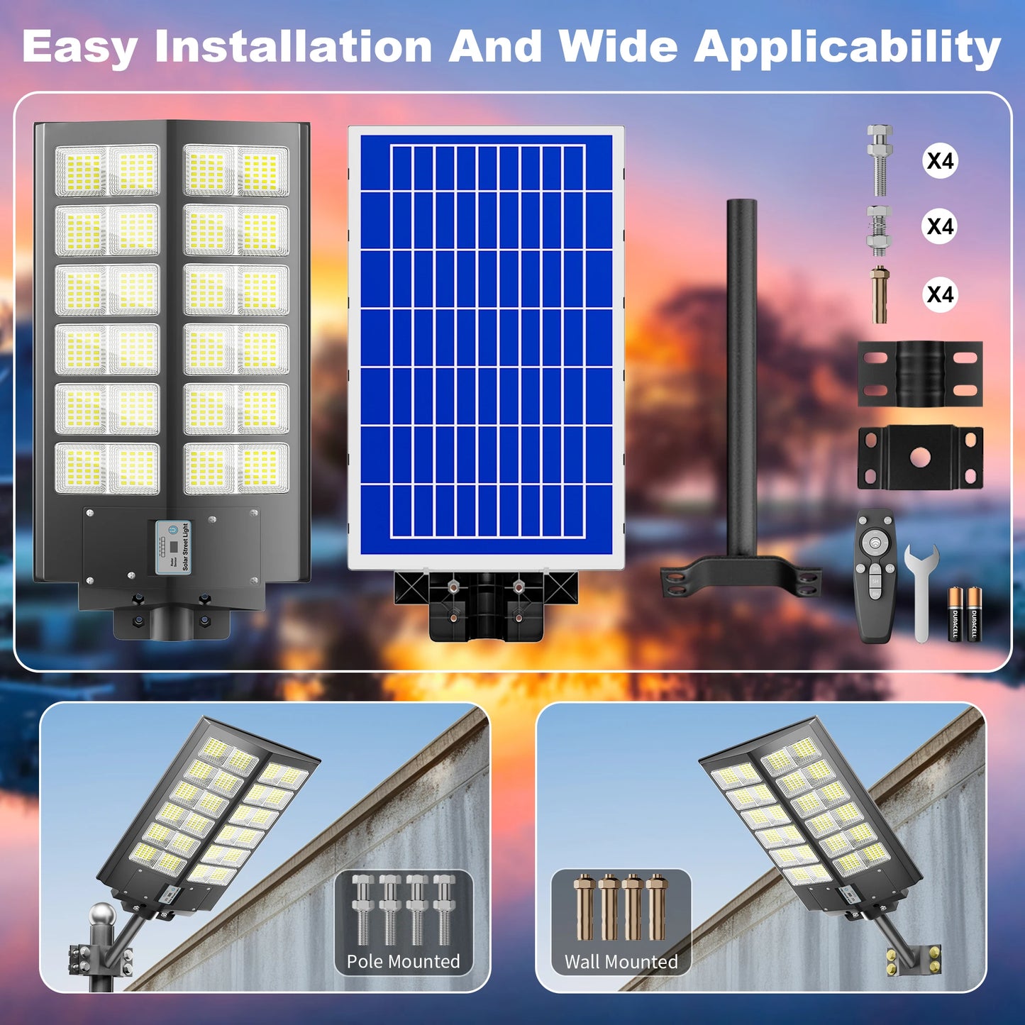 6000 Watt Solar Street Light With Motion Sensor IP65 Waterproof