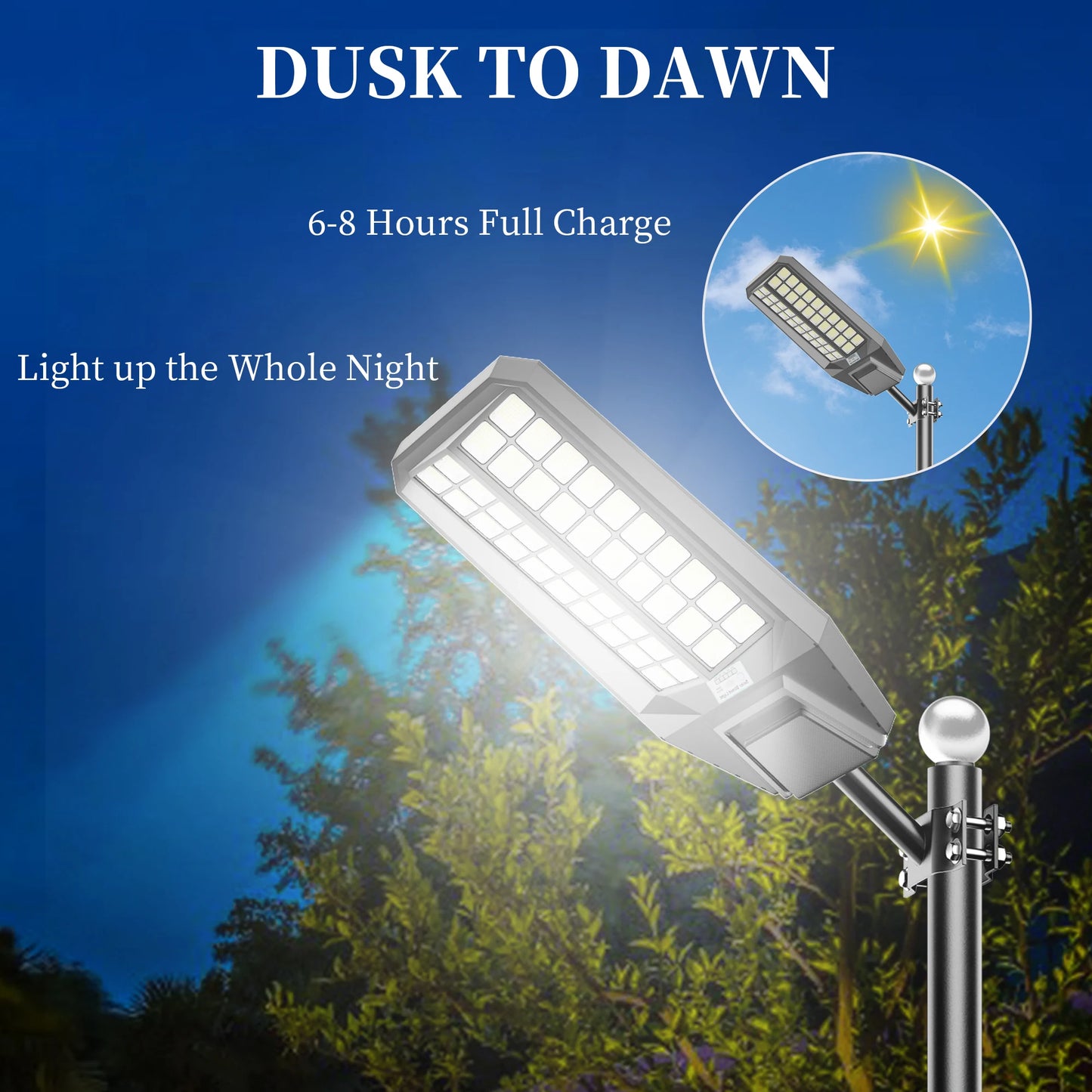 8000W Outdoor Solar Street Light With Motion Sensor IP65 Waterproof