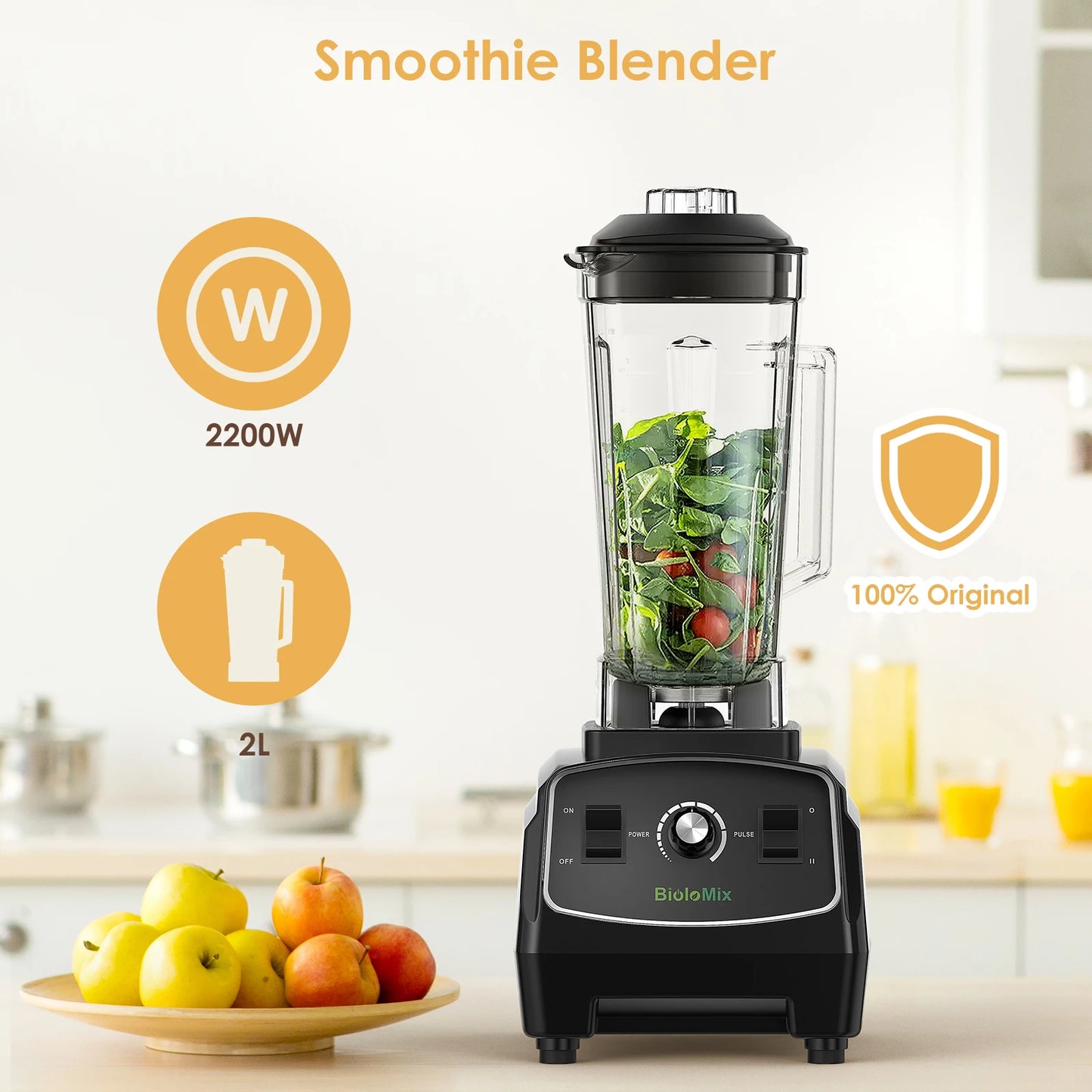 Biolomix Heavy Duty Blender 3HP 2200W Juicer for Smoothies