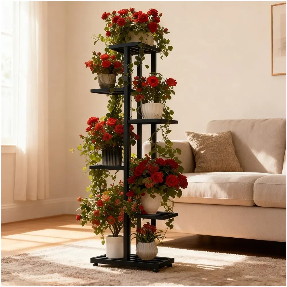 XMSJ Heavy Duty Plant Stand Metal Frame Indoor Outdoor Display