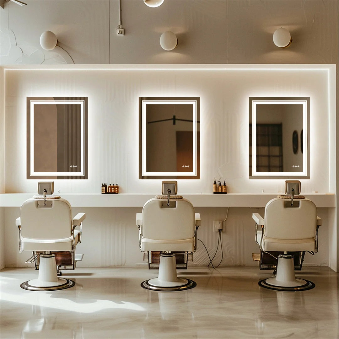 LUVODIC Luxury Crystal Clear LED Bathroom Mirror With Double Lights