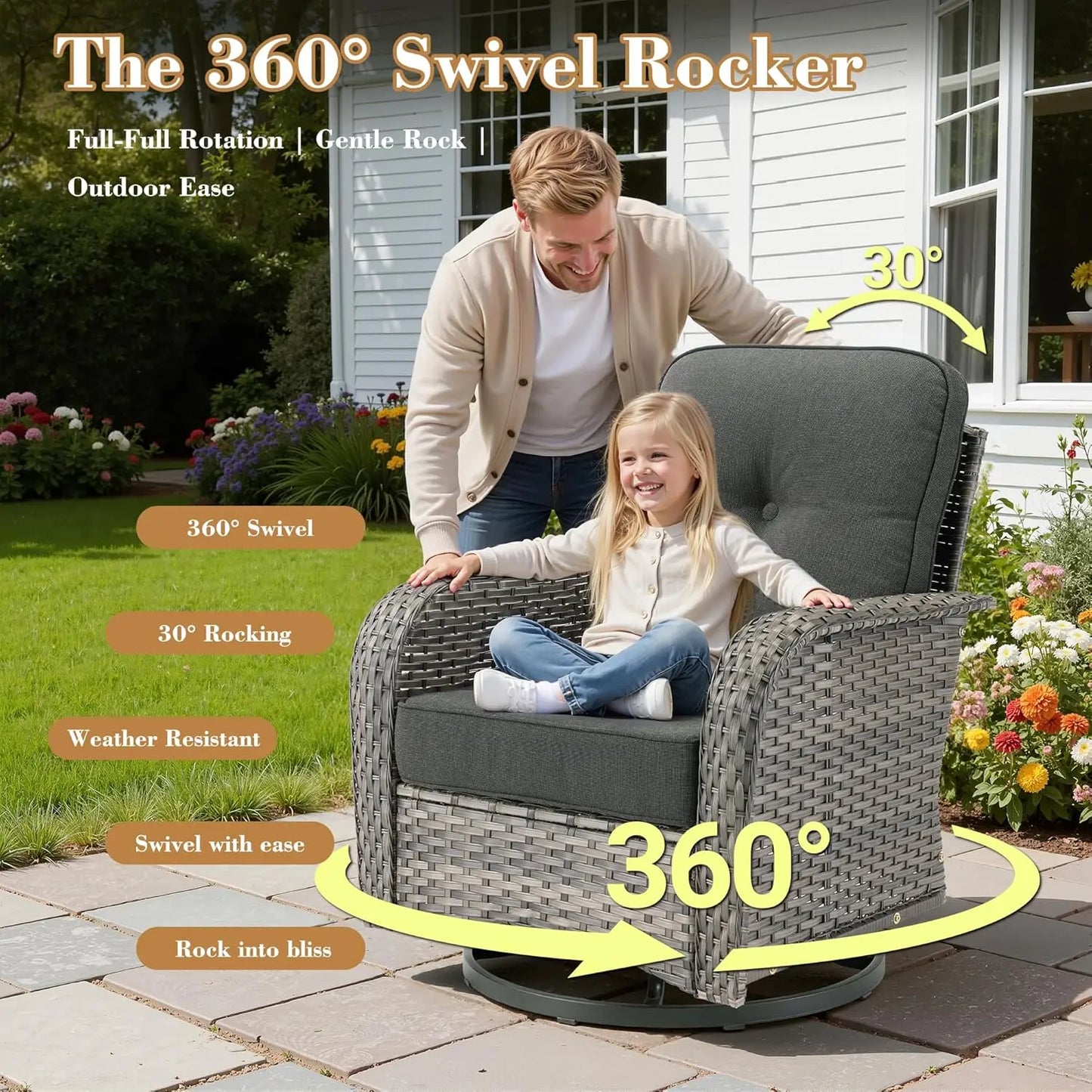 GUOHE All Weather Patio Furniture Set Outdoor Rattan