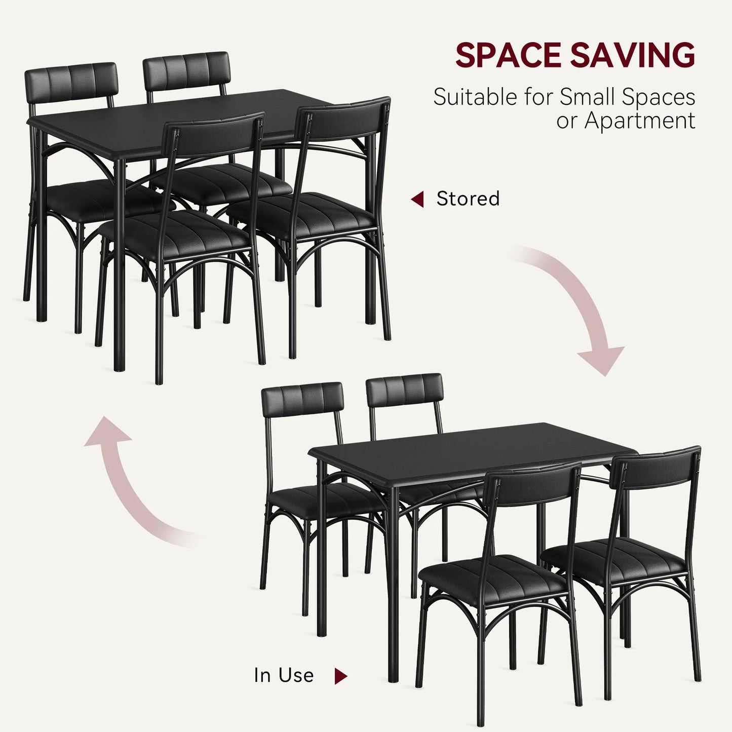 HiMISS Dining Table Set For 4 With Upholstered Chairs