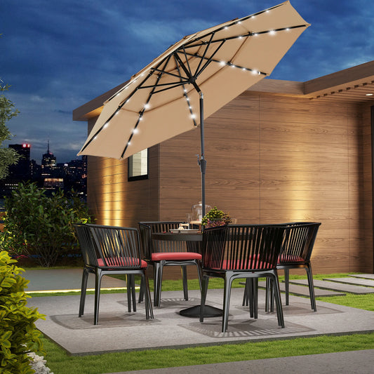 JHK 3-Tier Outdoor Patio Umbrella With 32 LED Lights