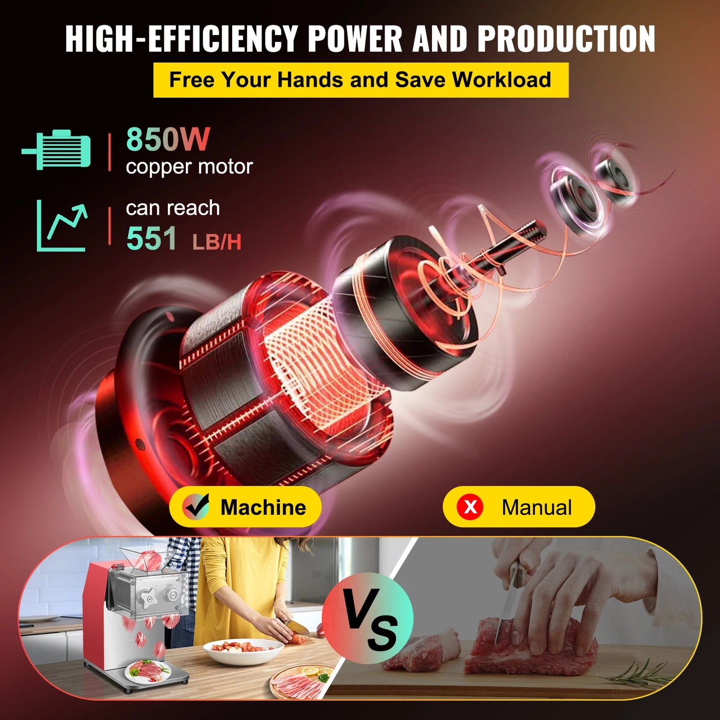 VEVOR Commercial Electric Meat Slicer Grinder Food Chopper