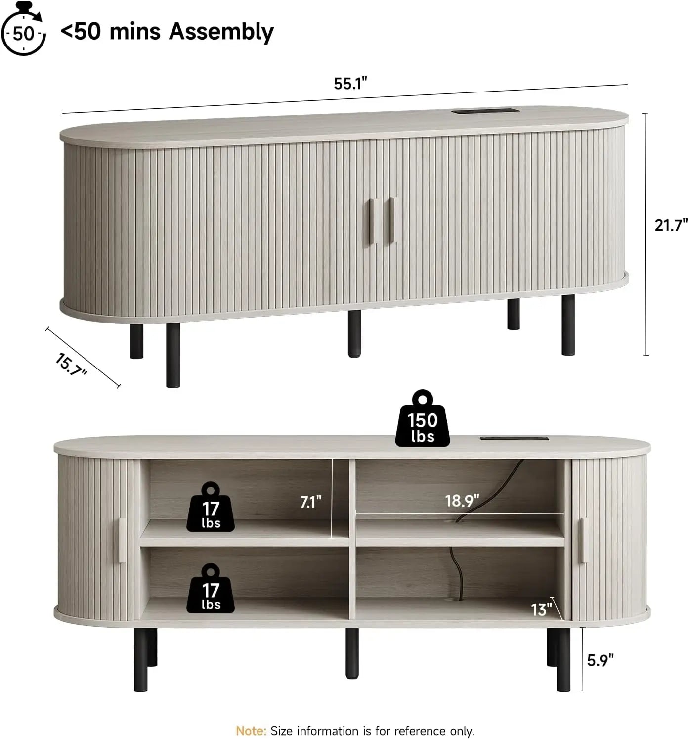 TV Stand With Power Outlet and Sliding Door Storage Entertainment Center