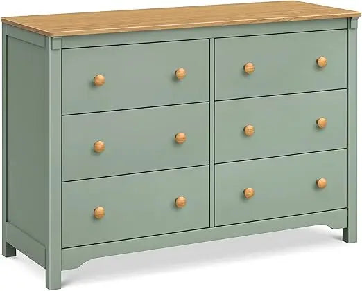 6-Drawer Dresser in Light Sage and Honey,  Gold Certified