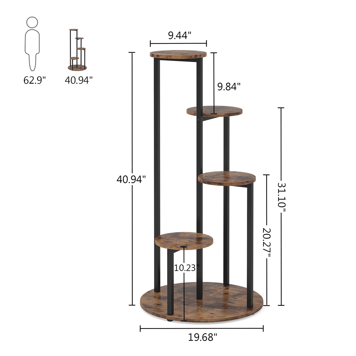 Tribesigns Corner Plant Stand Indoor, 4-Tier Tall Plant Shelf Holders for Multiple Potted Plants, Wood Flower Pot Stands