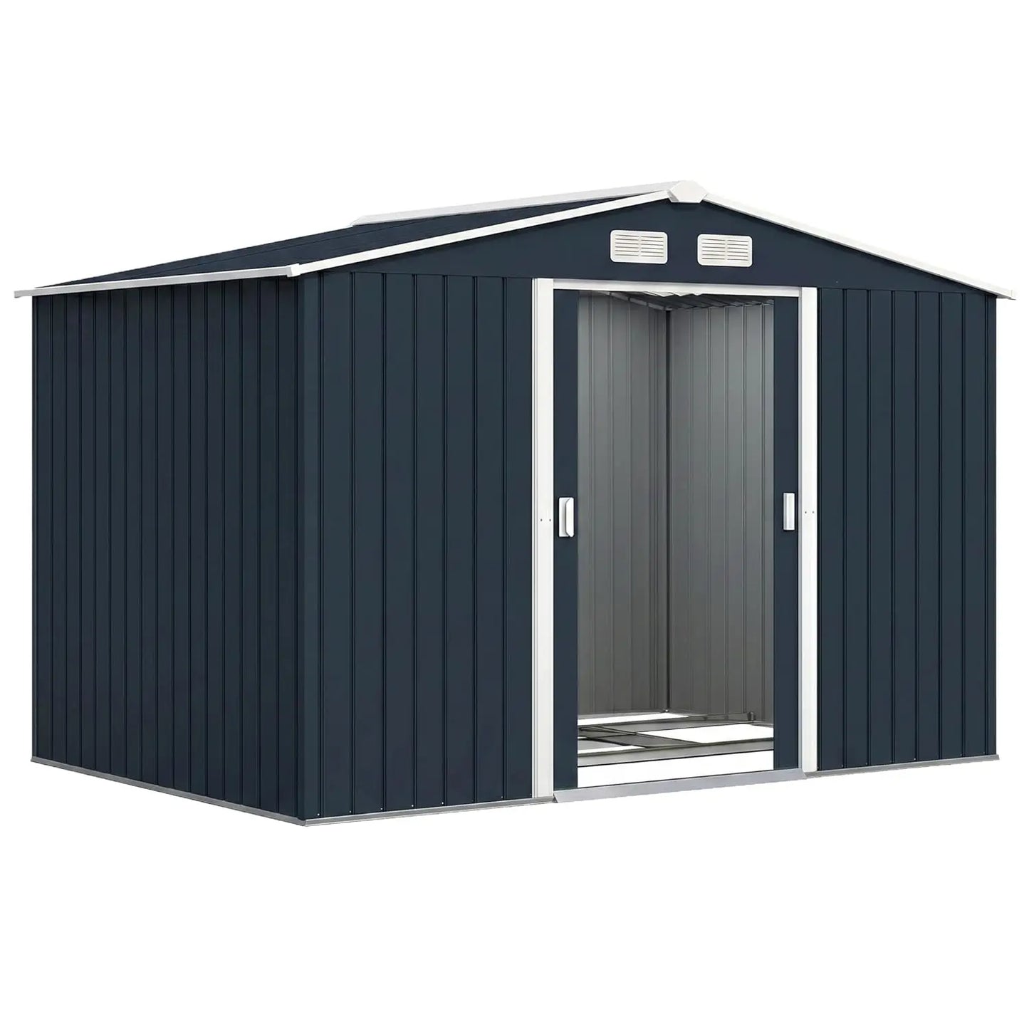 GELU Metal Storage Shed With Foundation Kit And Lockable Doors