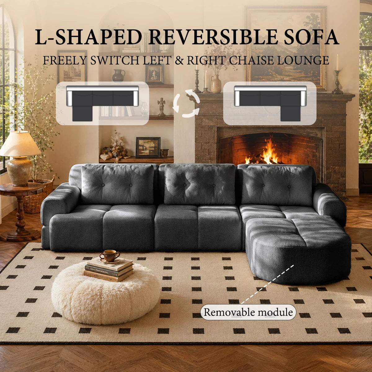 Multifunctional Convertible Modular Sectional Sofa With Chaise Lounge