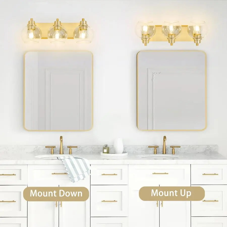 Three Light Vanity Bath Light Fixture Wall Sconce Brushed Brass
