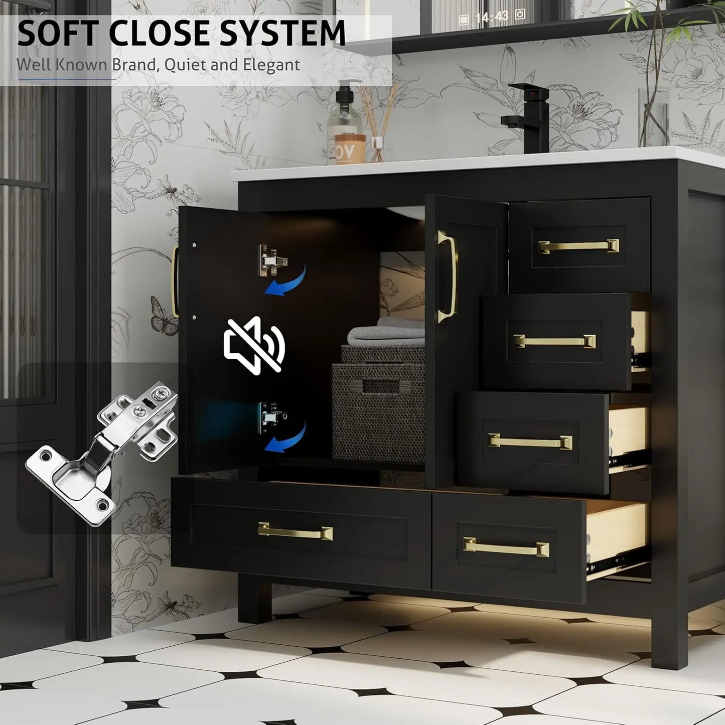 Guangbai Modern Solid Wood Bathroom Vanity With Undermount Sink