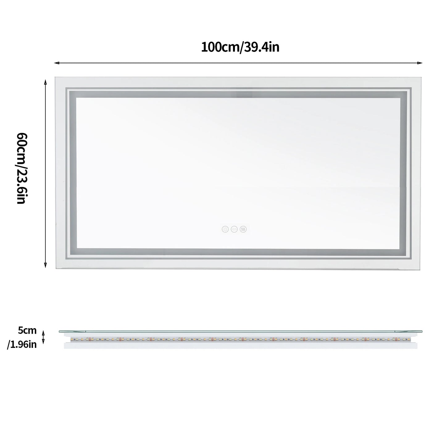 Illuminated LED Bathroom Mirror Wall Mounted Front And Backlit Lights