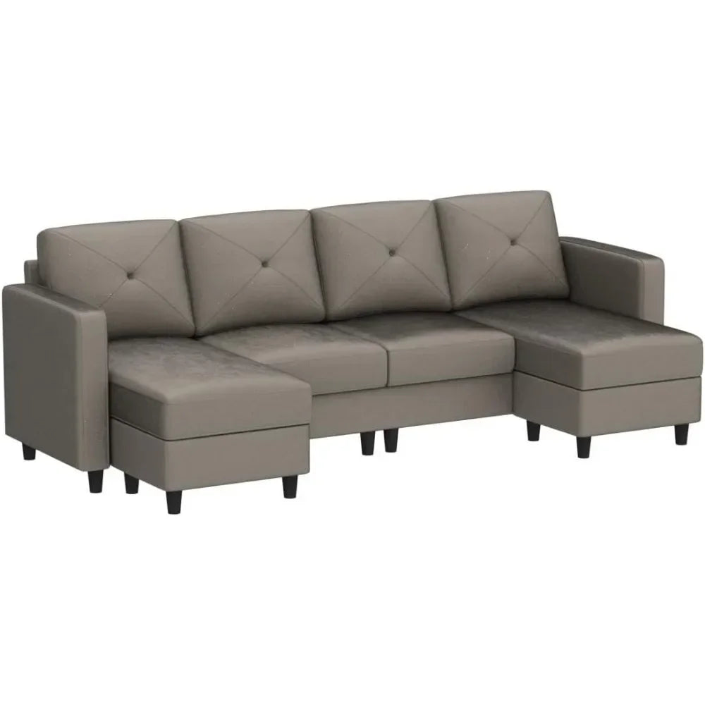 Velvet Sectional Sofa With Chaise U Shaped For Living Room