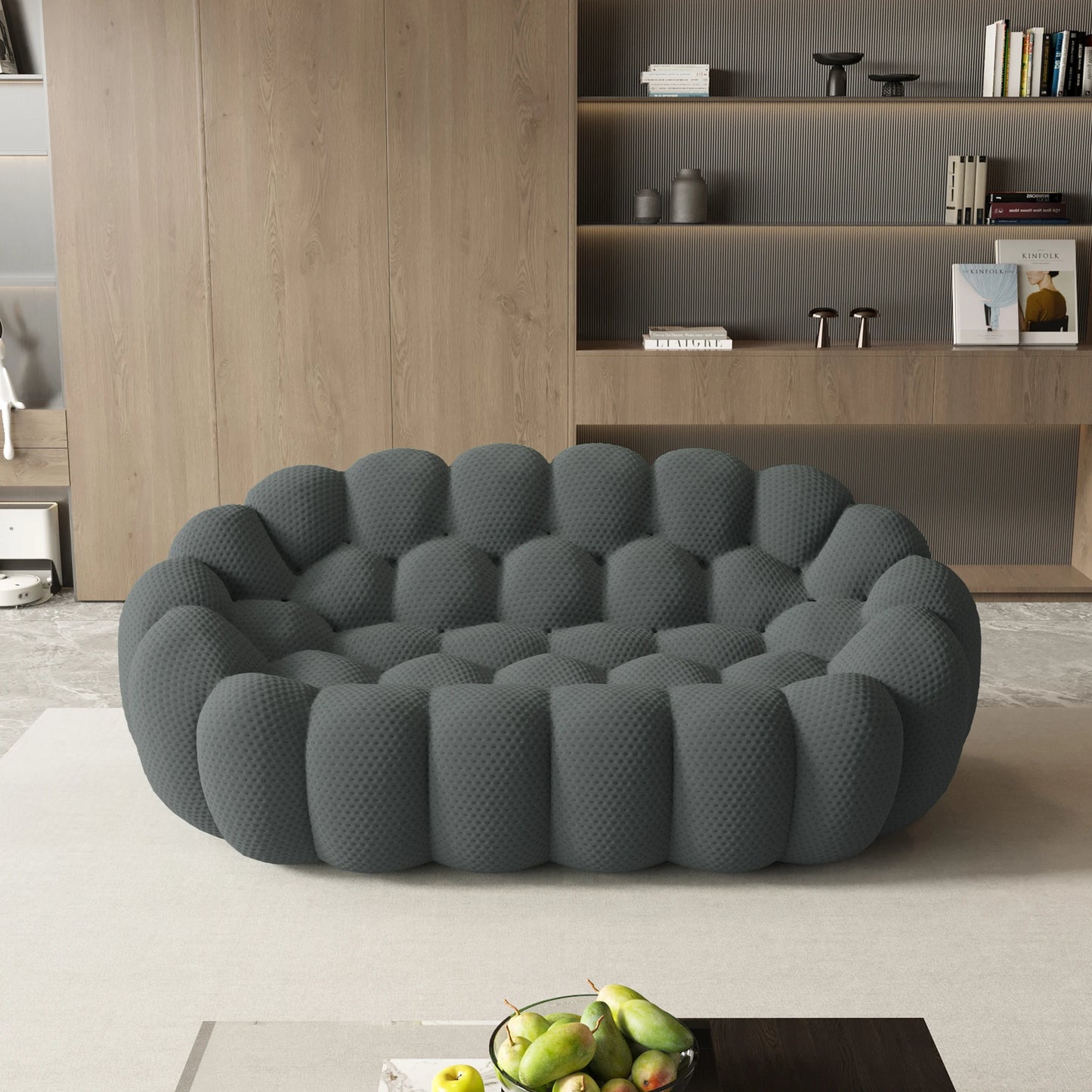 Sdorens Modern Curved Boneless Sofa 3D Knitted Fabric Loveseat Couch