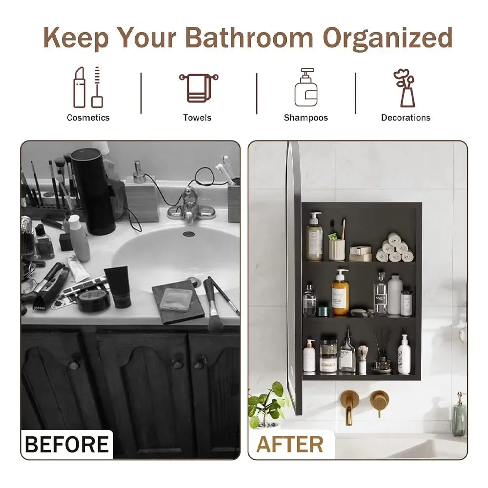 Bathroom Medicine Cabinet With Mirror Wall Mounted Vanity Shelves