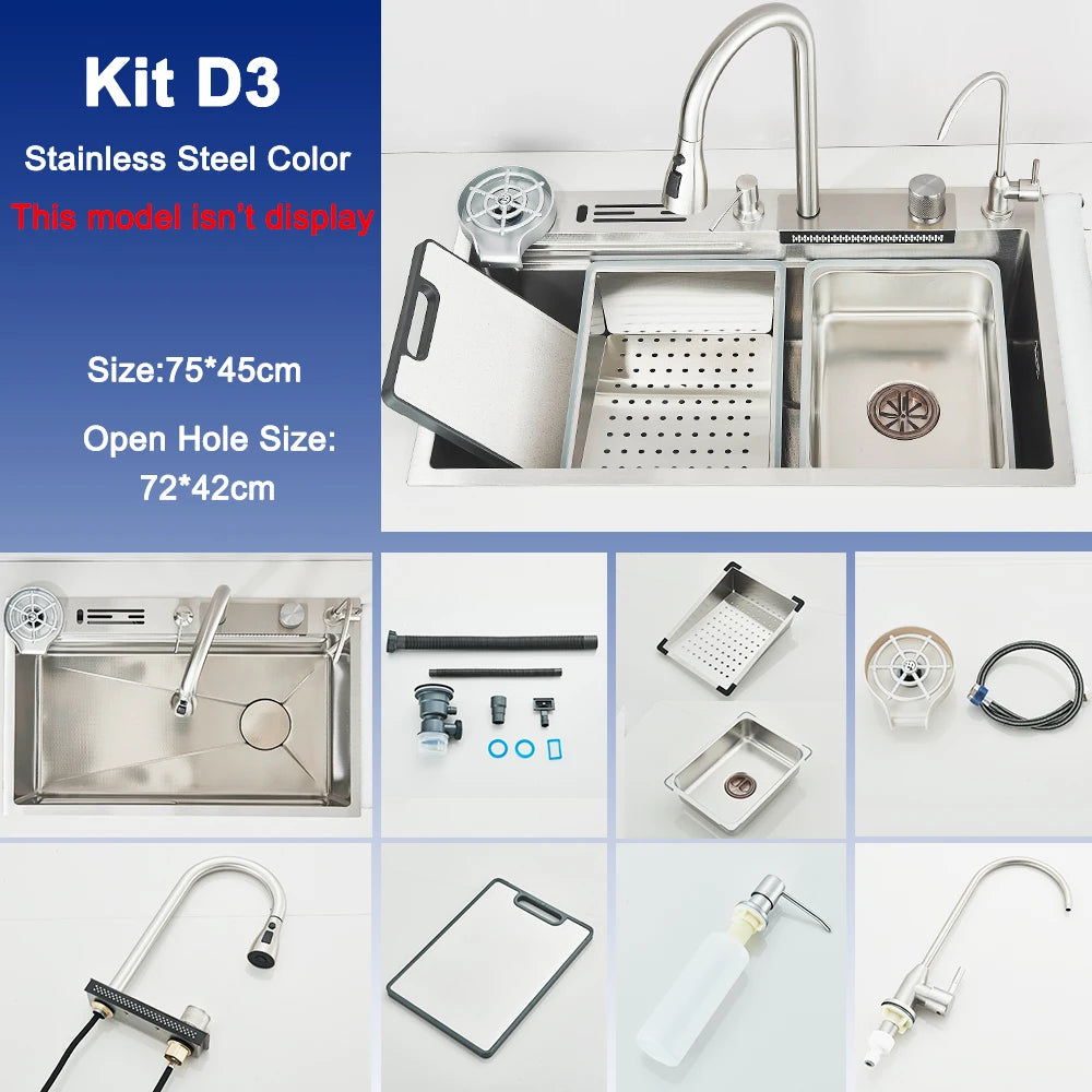 Rozin Stainless Steel Kitchen Sink With Digital Display And Faucet