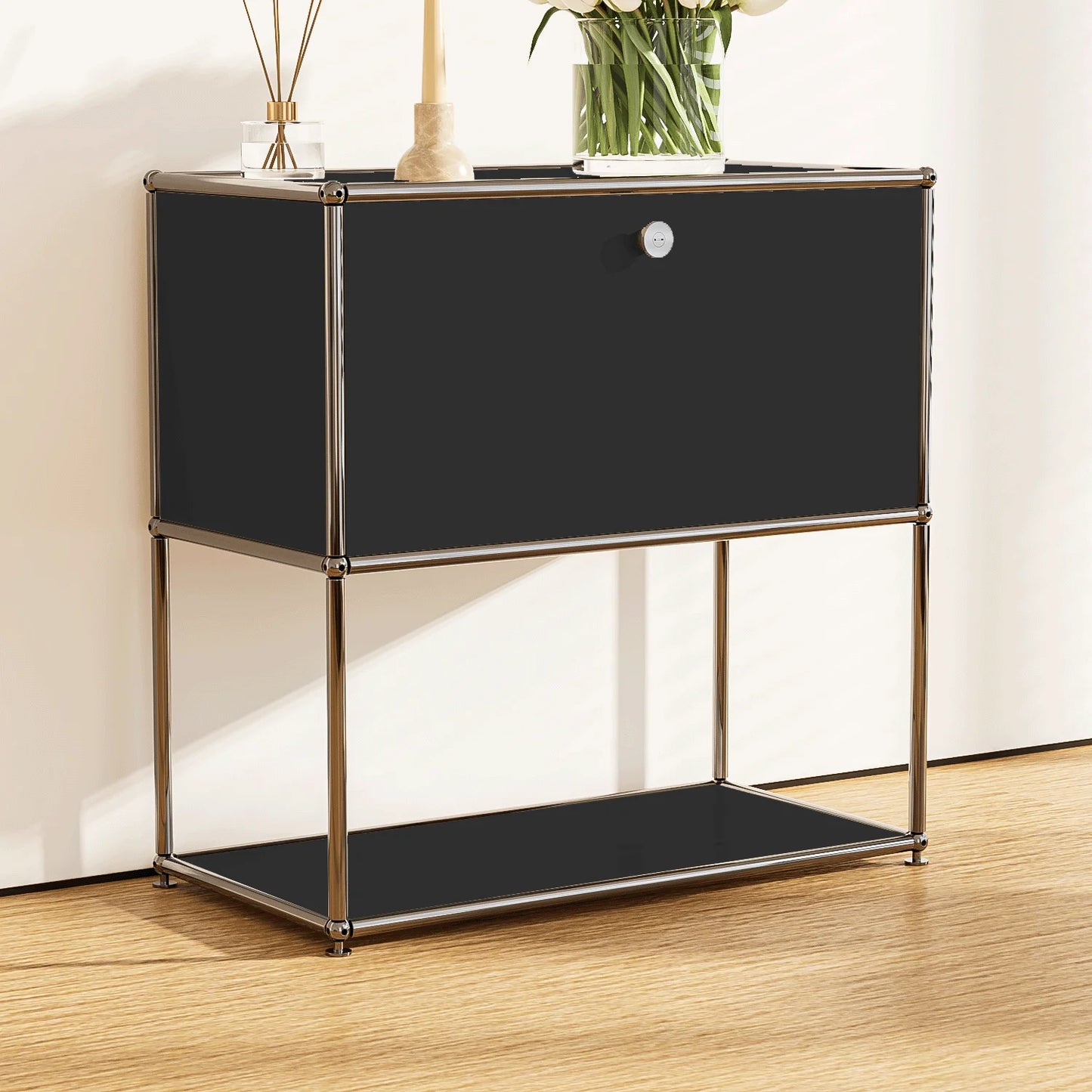 Modern TV Stand Storage File Cabinet With Metal Frame for Living Room Bedroom Office Book Shelf Bedside Table