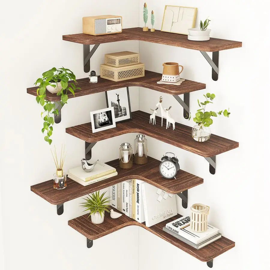 XMSJ Floating Wall Shelves Rustic Corner Shelf For Bathroom Kitchen Living Room