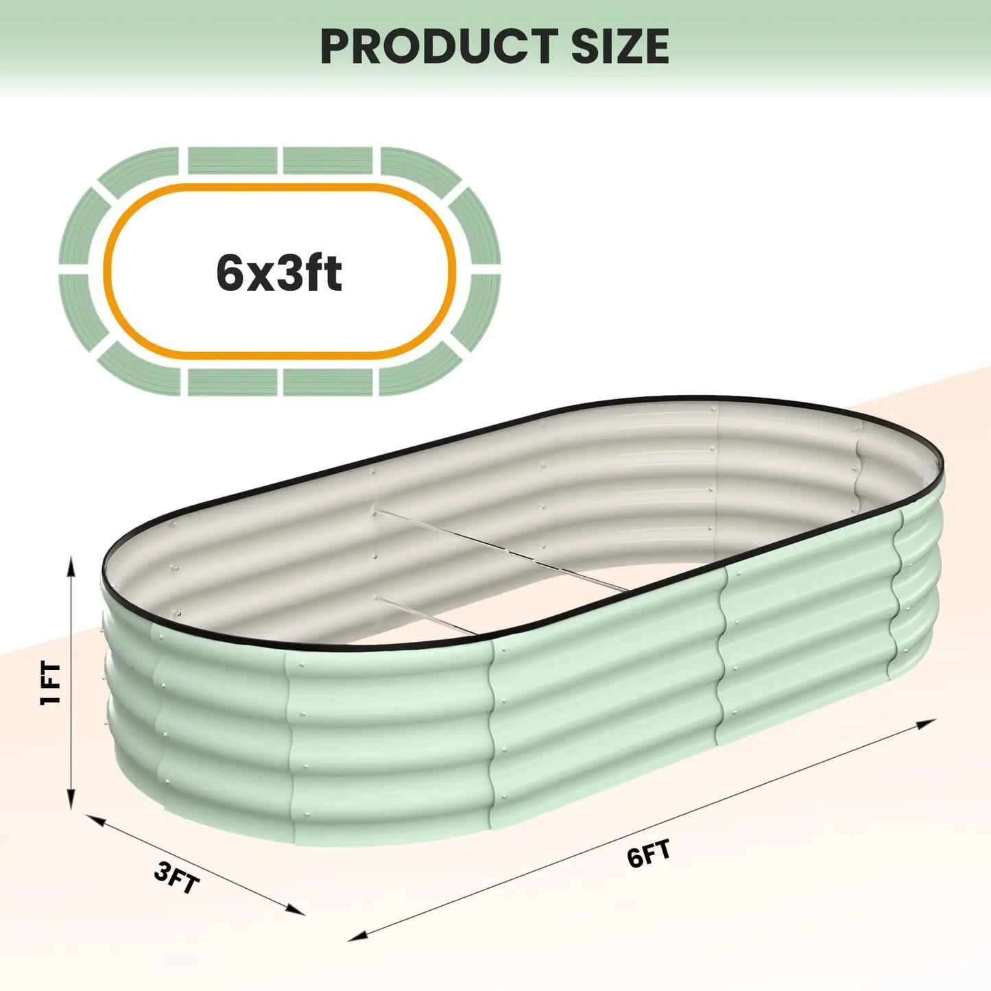 HiMISS 2 Pack Oval Galvanized Steel Raised Garden Bed Planter Box