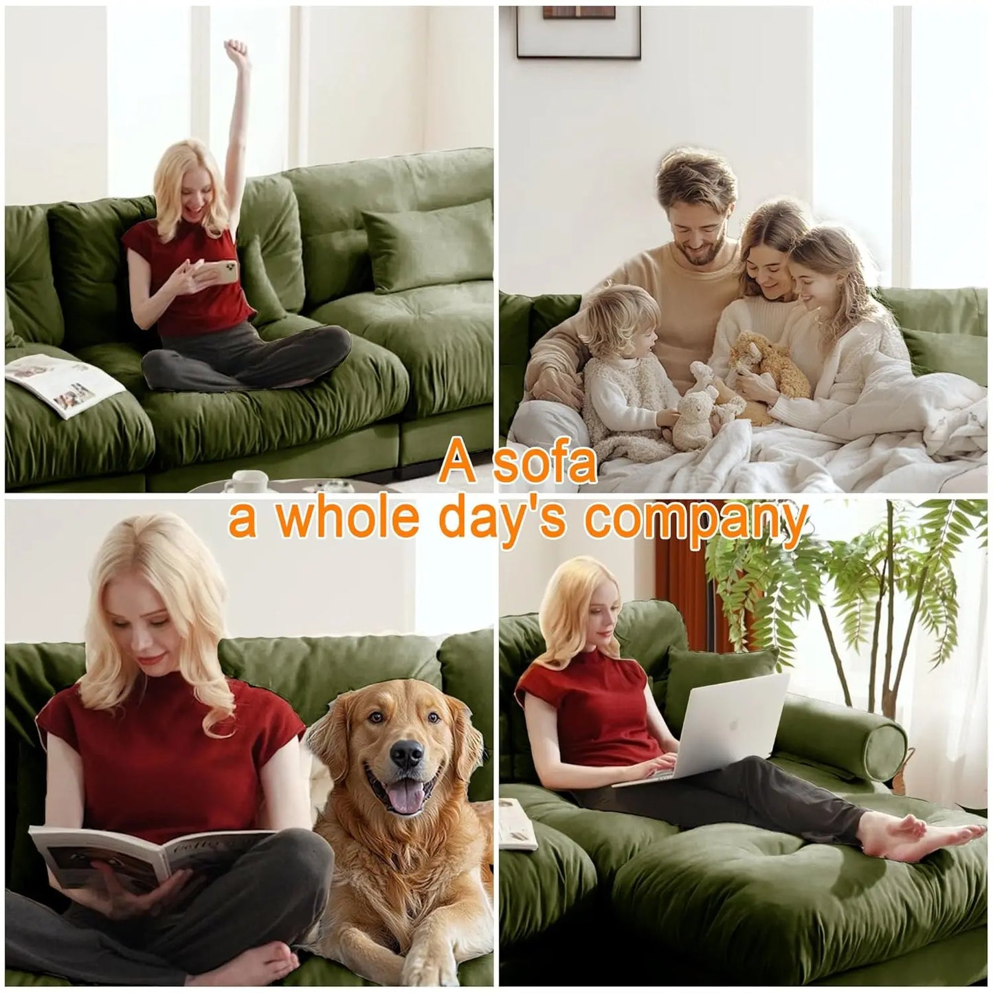 Modular U Shaped Sectional Sofa With Ottoman Velvet