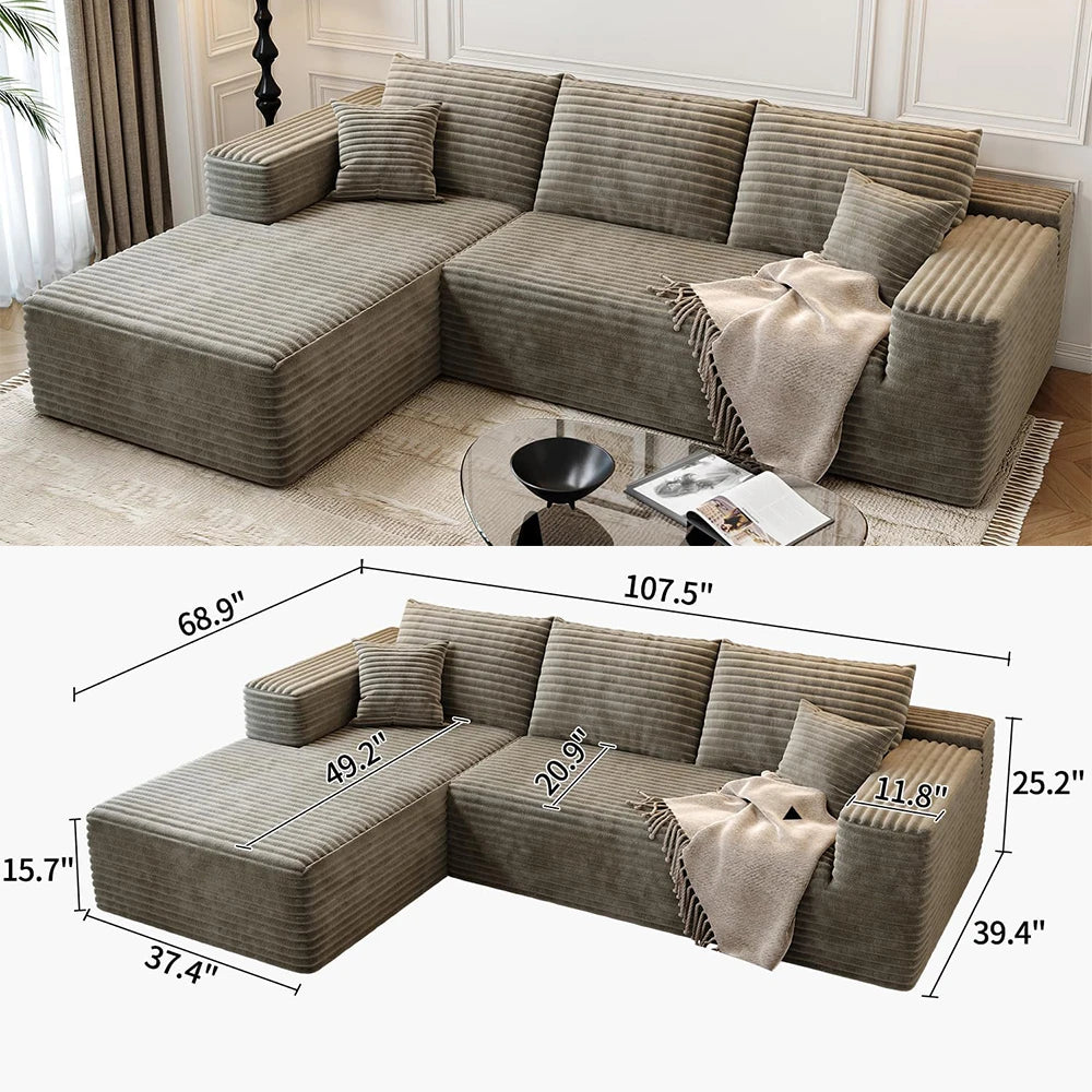 YQXHCN Cloud Modular Sectional Sofa With Ottoman Comfort U Shaped