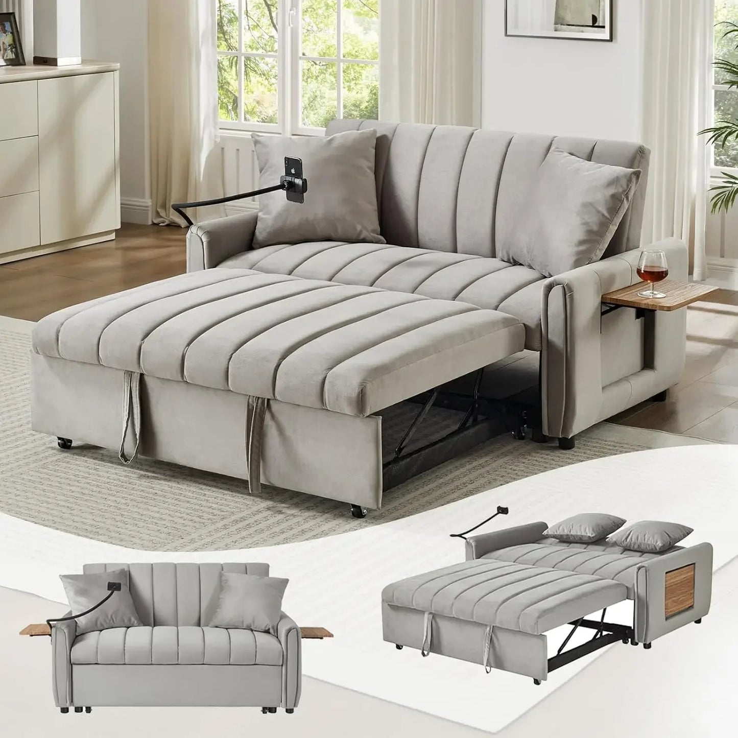 HUANZHUANG 3 In 1 Convertible Sleeper Sofa Bed Futon Couch