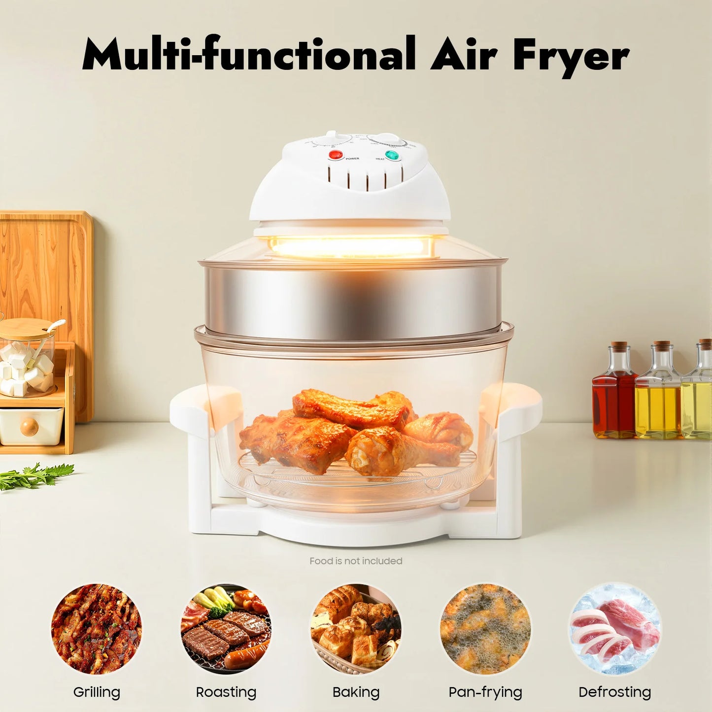 Visual Air Fryer 110V 17.96Qt 1200W 360 Degree Grill Rack