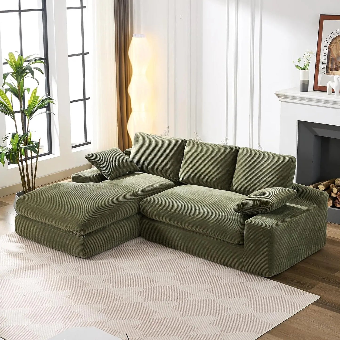 Cloud Modular Sectional Sofa With Chaise L-Shaped Corduroy Upholstered