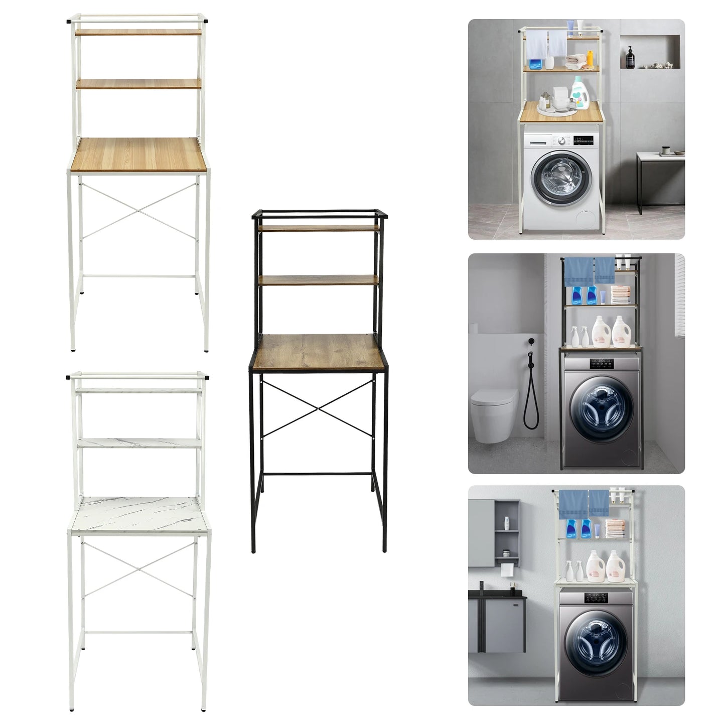 Bymaocar 3 Tier Washer Dryer Shelving Organizer For Laundry