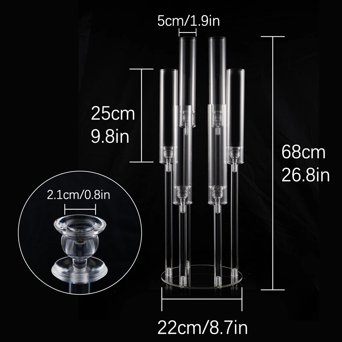 VINCIGANTCandle 10pc 6 Arm Acrylic Candelabras Taper Candle Holders Wedding