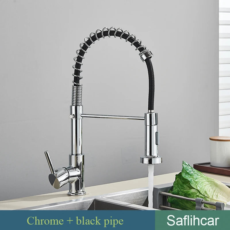 SAFLIHCAR Kitchen Sink Faucet With Single Handle Pull Down Sprayer