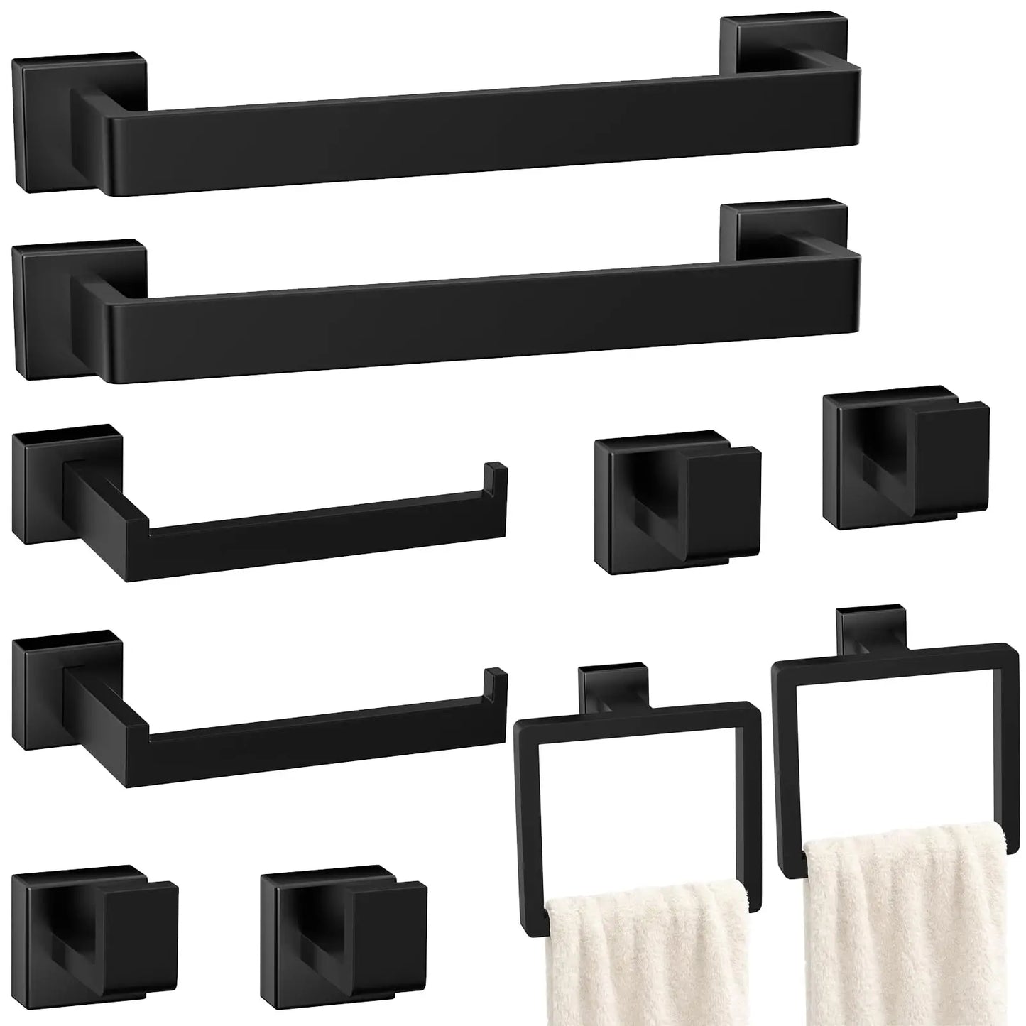 XIUWO 5-Piece Bathroom Hardware Set Stainless Steel Towel Bar Racks