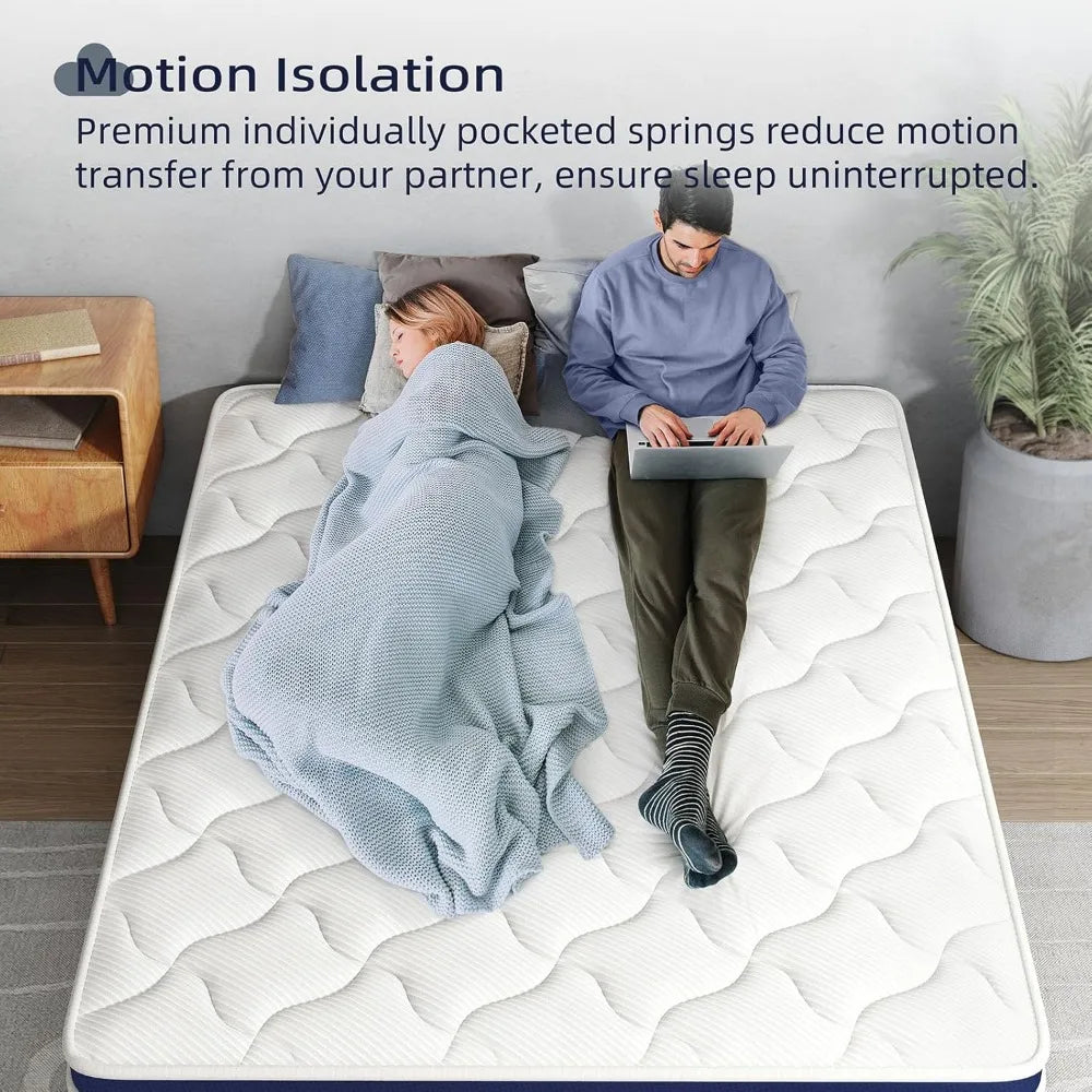 Queen Size Mattress 12 Inch-Hybrid Mattress Bed in A Box, Medium Firm for All Sleepers, Pressure Pain Relief,