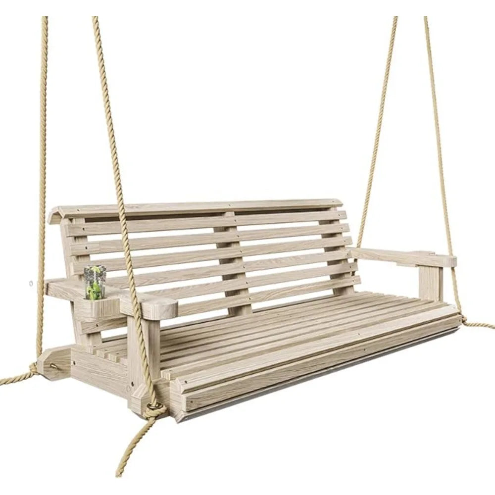 Heavy Duty 800 Lb Treated Pine Porch Swing With Ropes