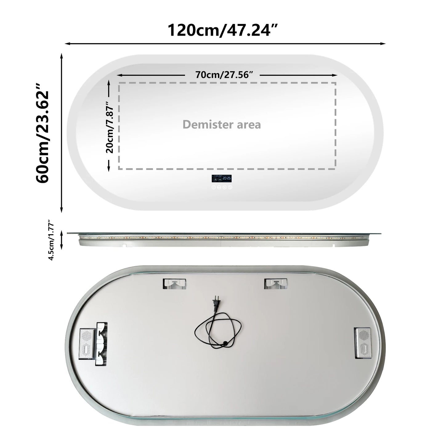 Wisfor Oval LED Bathroom Mirror With Lights Anti-Fog Bluetooth Speaker