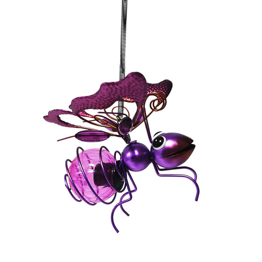Solar Iron Insect Statue With LED Fairy Lights Outdoor Garden