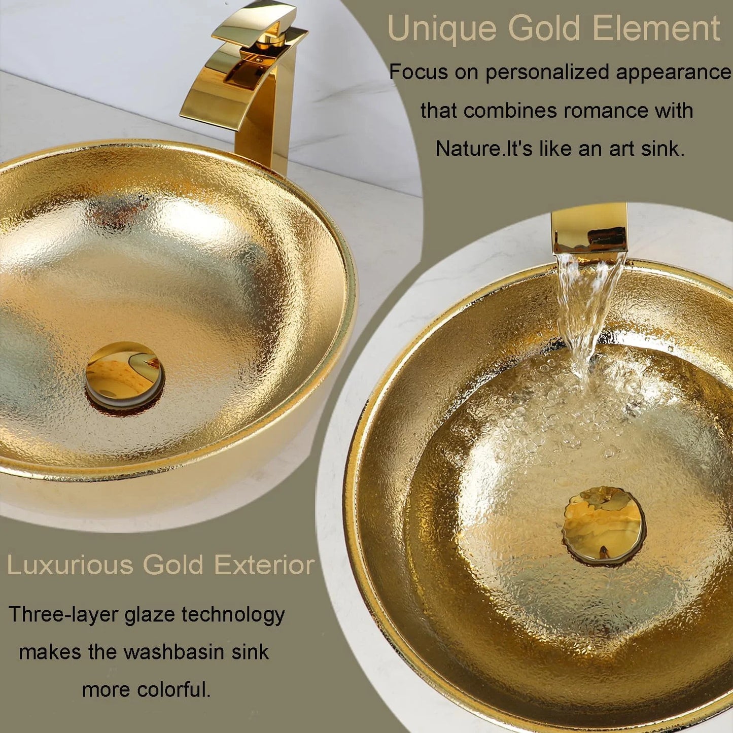 MEKKHALA Ceramic Vessel Sink With Faucet